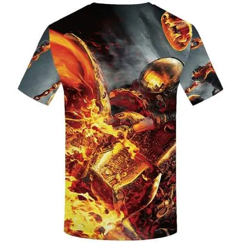 Motorcycle T shirts Men Flame T shirts Funny Metal Tshirts Cool Mechanical Tshirts Casual Gothic T-shirts 3d Short Sleeve