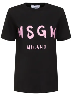 MSGM   Cotton jersey logo t-shirt 