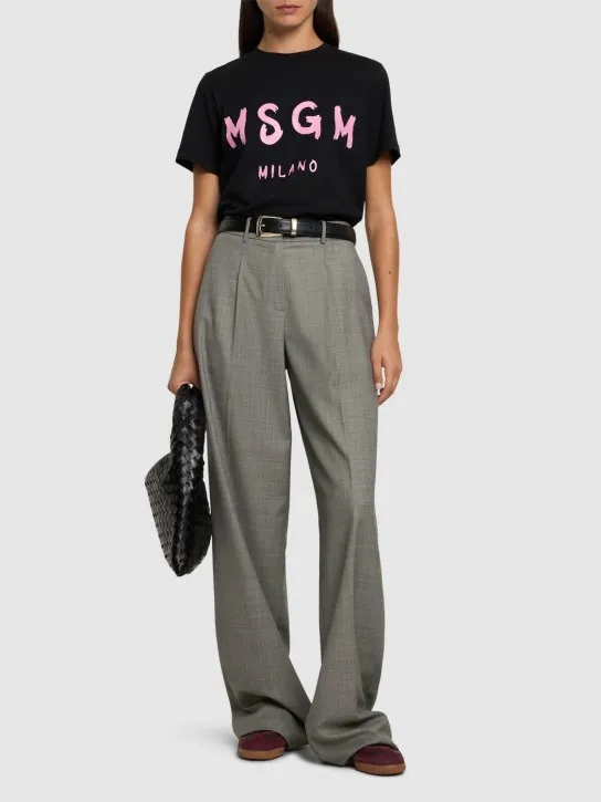 MSGM   Cotton jersey logo t-shirt 