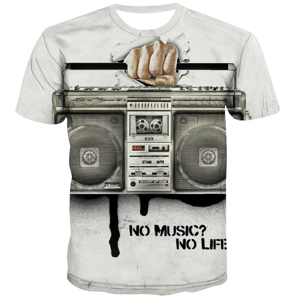 Music T shirts Men Instrument Tshirts Novelty Retro Shirt Print Electronic T-shirts Graphic