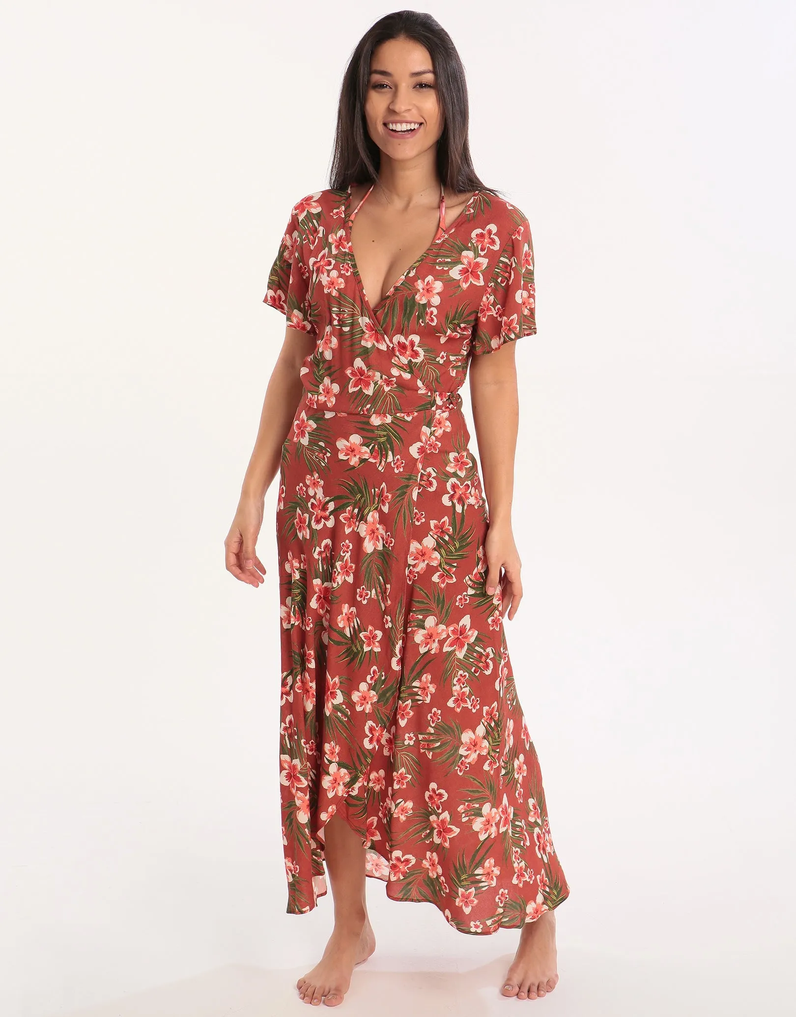 Nerika Gulia Wrap Dress - Mahogany