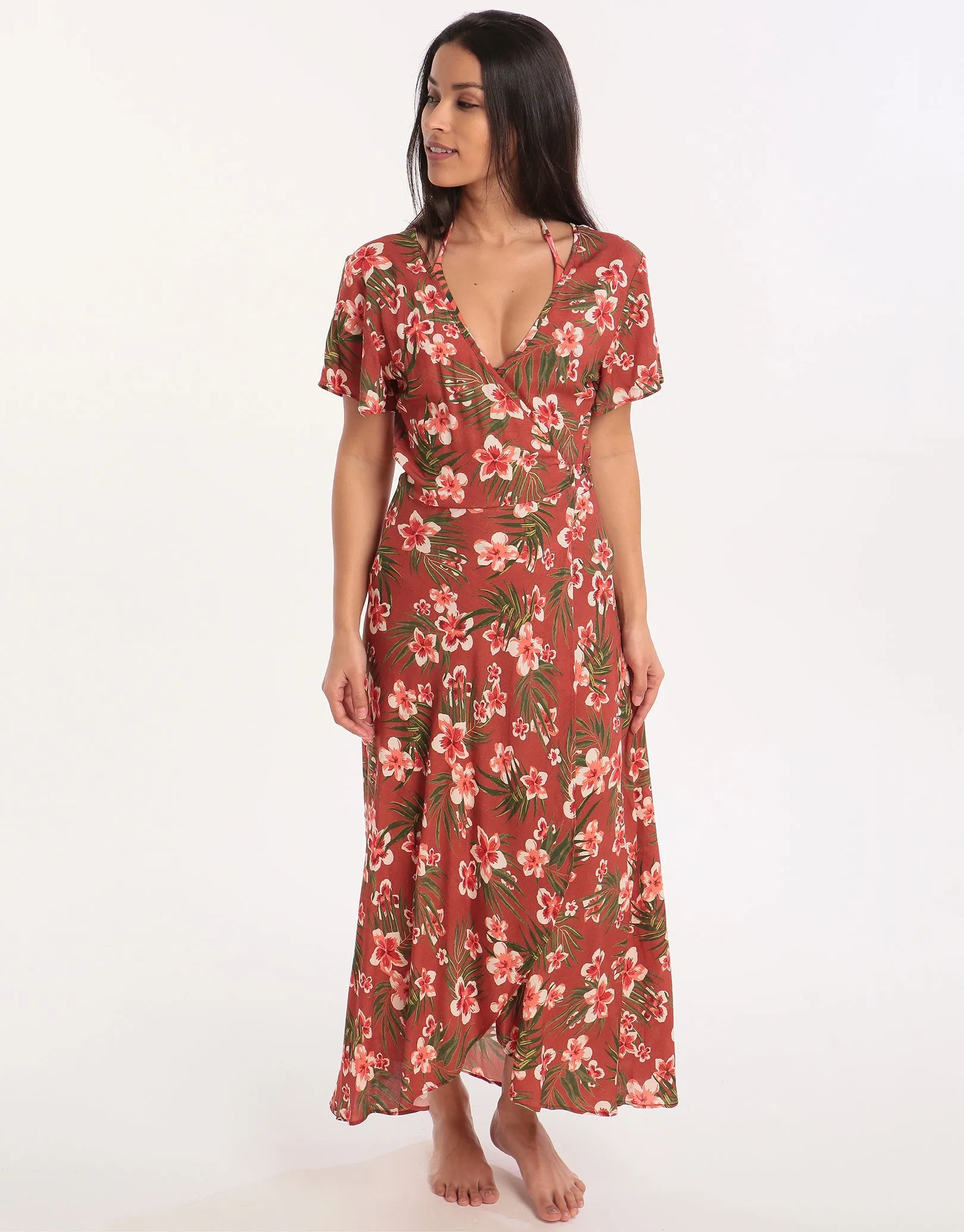 Nerika Gulia Wrap Dress - Mahogany