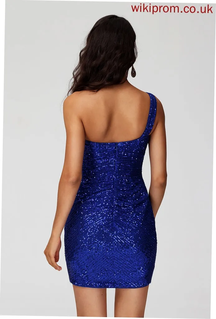 One-Shoulder Sequins Homecoming Sequined Club Dresses Bodycon Camille Short/Mini Dress With