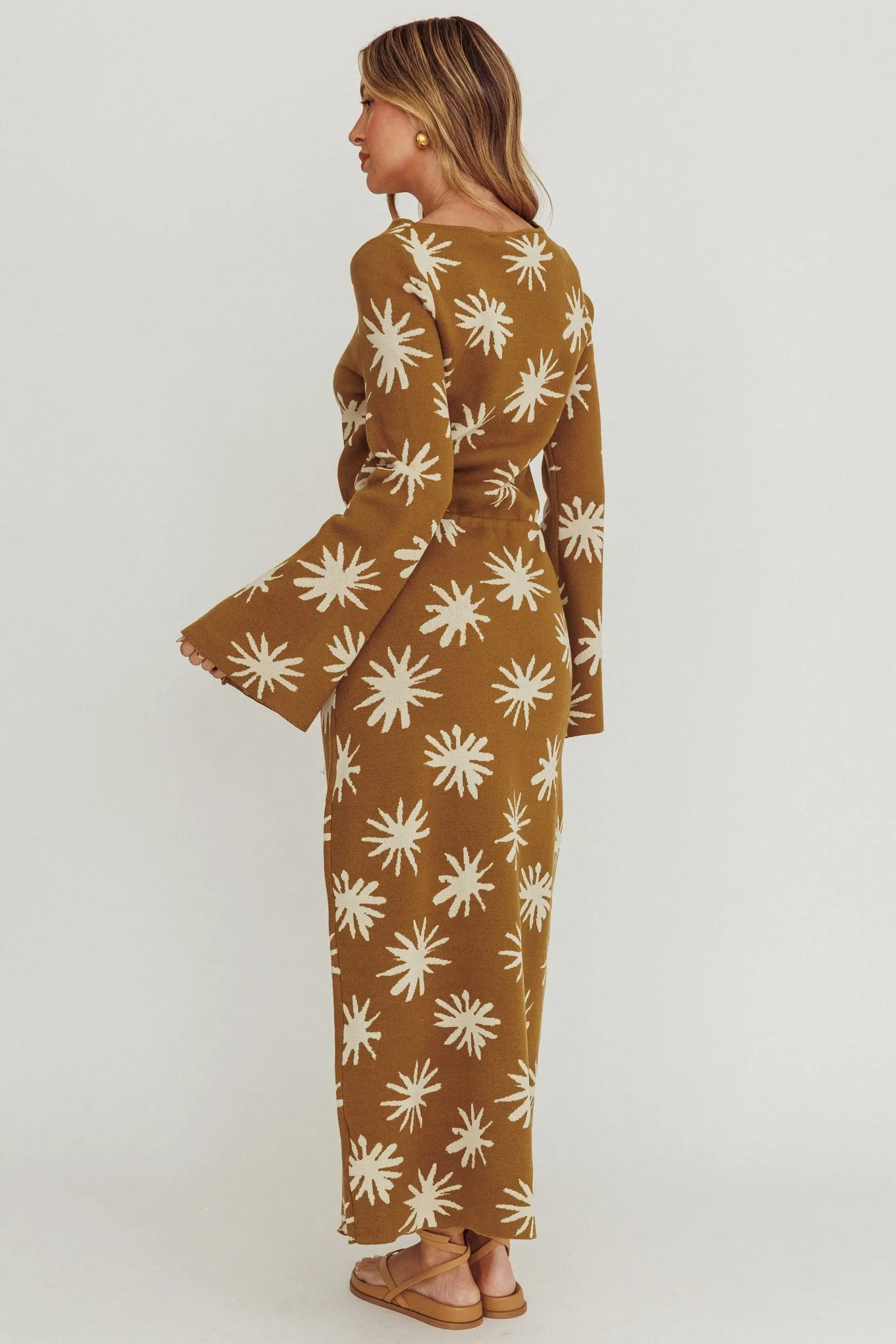 Orleans Star Print Knit Maxi Dress Olive