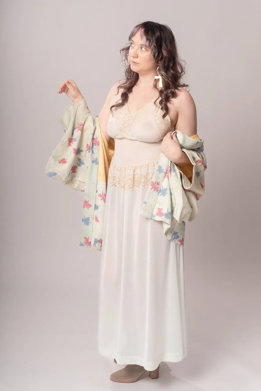 Pastel Blue Floral Shibori Haori Jacket