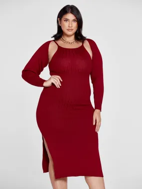 Patrice Ribbed Knit Bodycon Dress with Shrug