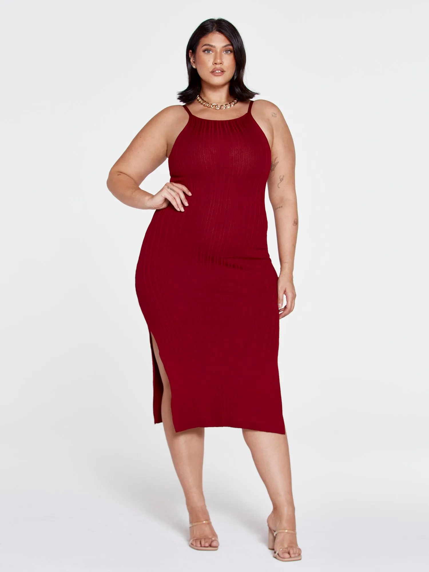 Patrice Ribbed Knit Bodycon Dress with Shrug