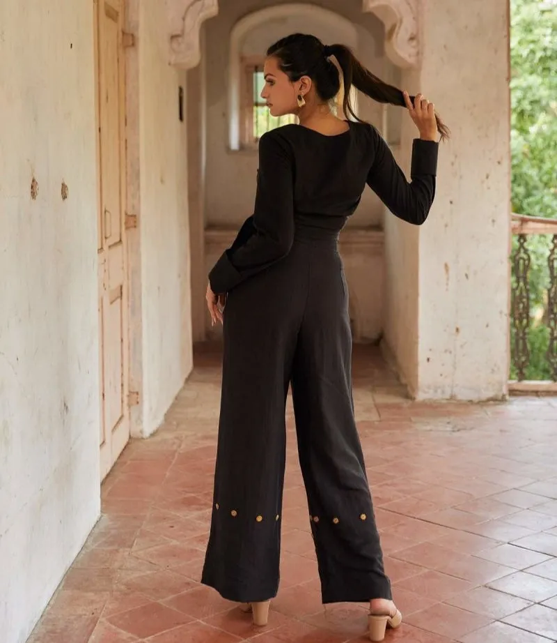 Perched Black Detachable Jumpsuit | Hemp Bamboo Fabric