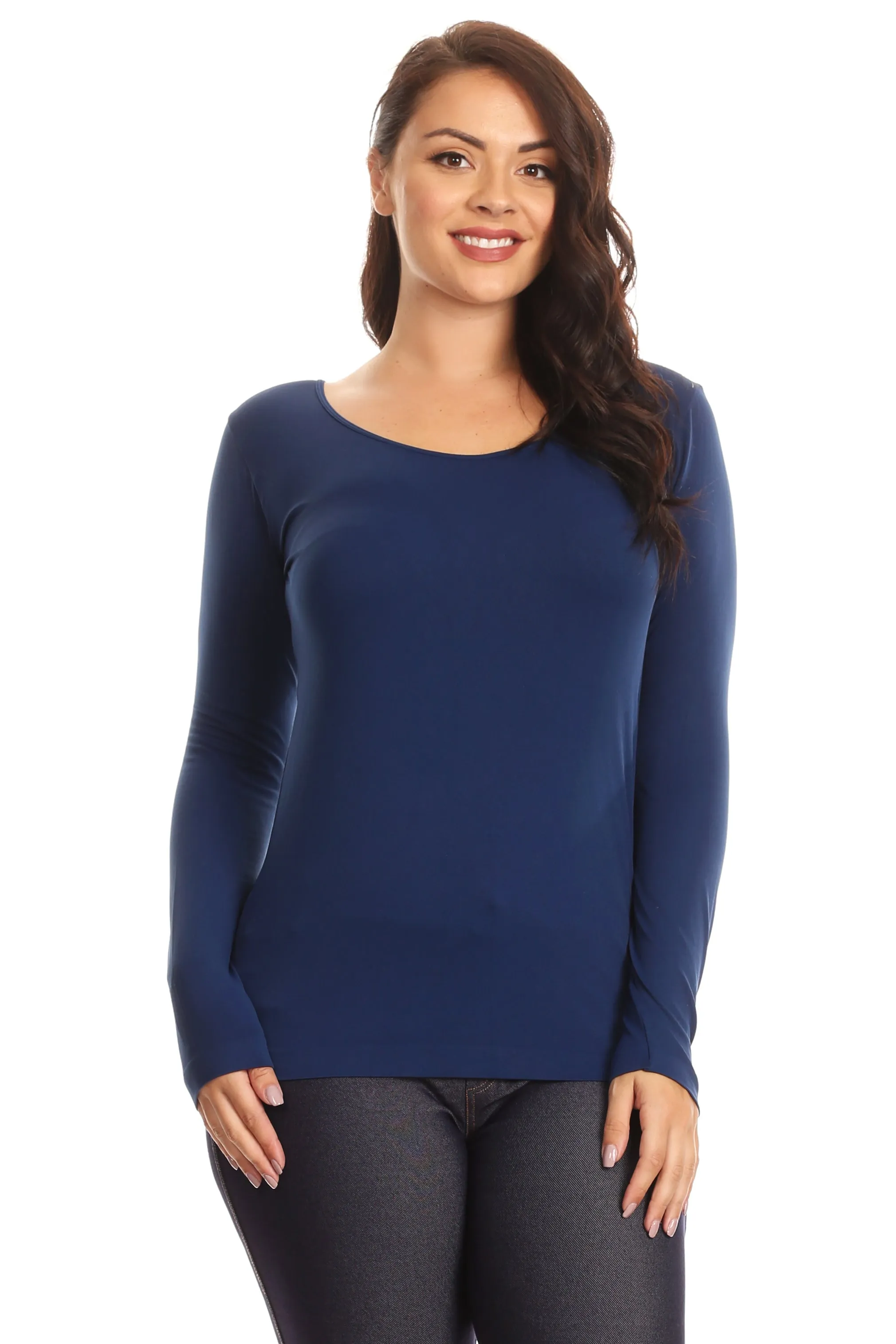 Plus Size Basic Seamless Long Sleeve Top