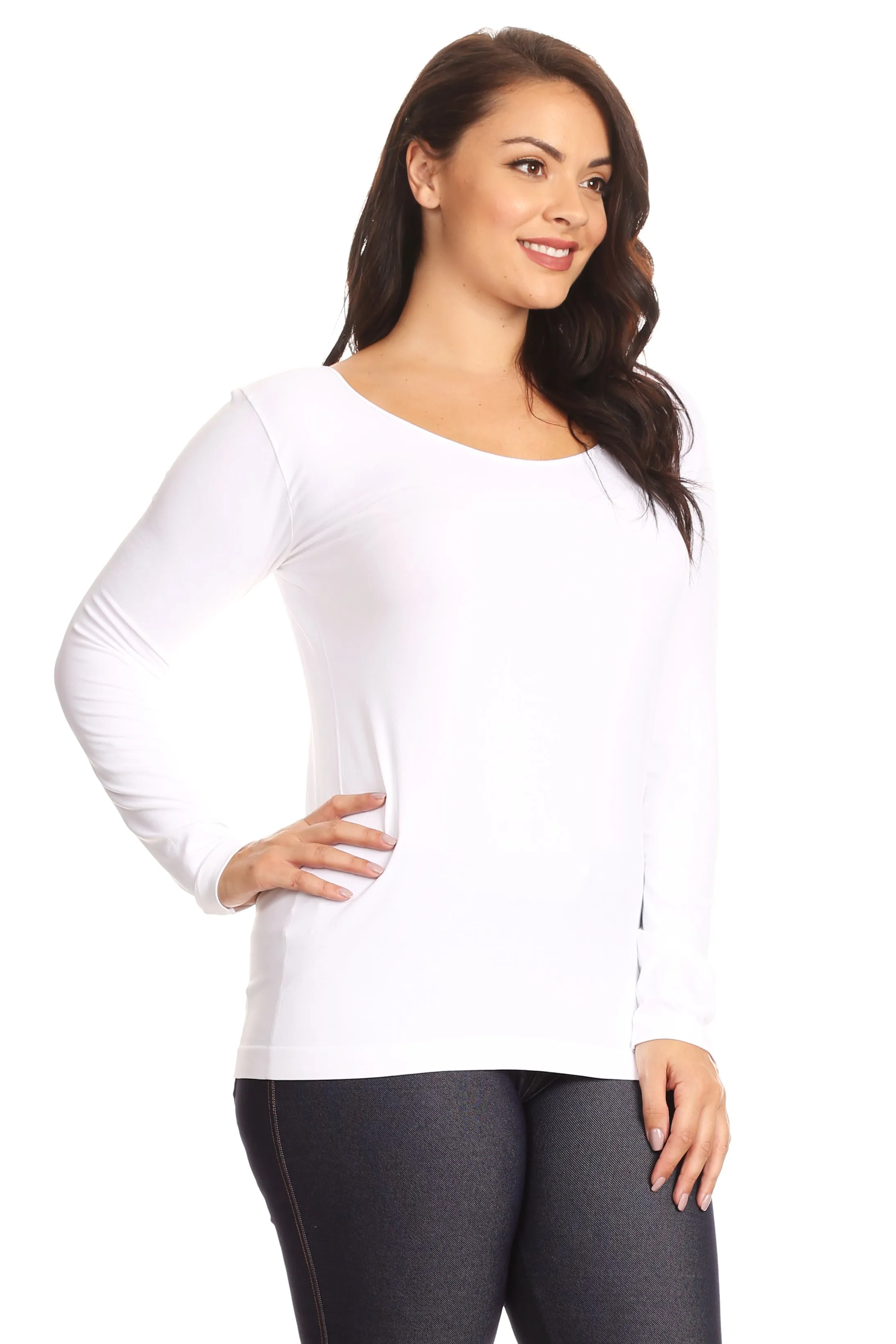 Plus Size Basic Seamless Long Sleeve Top