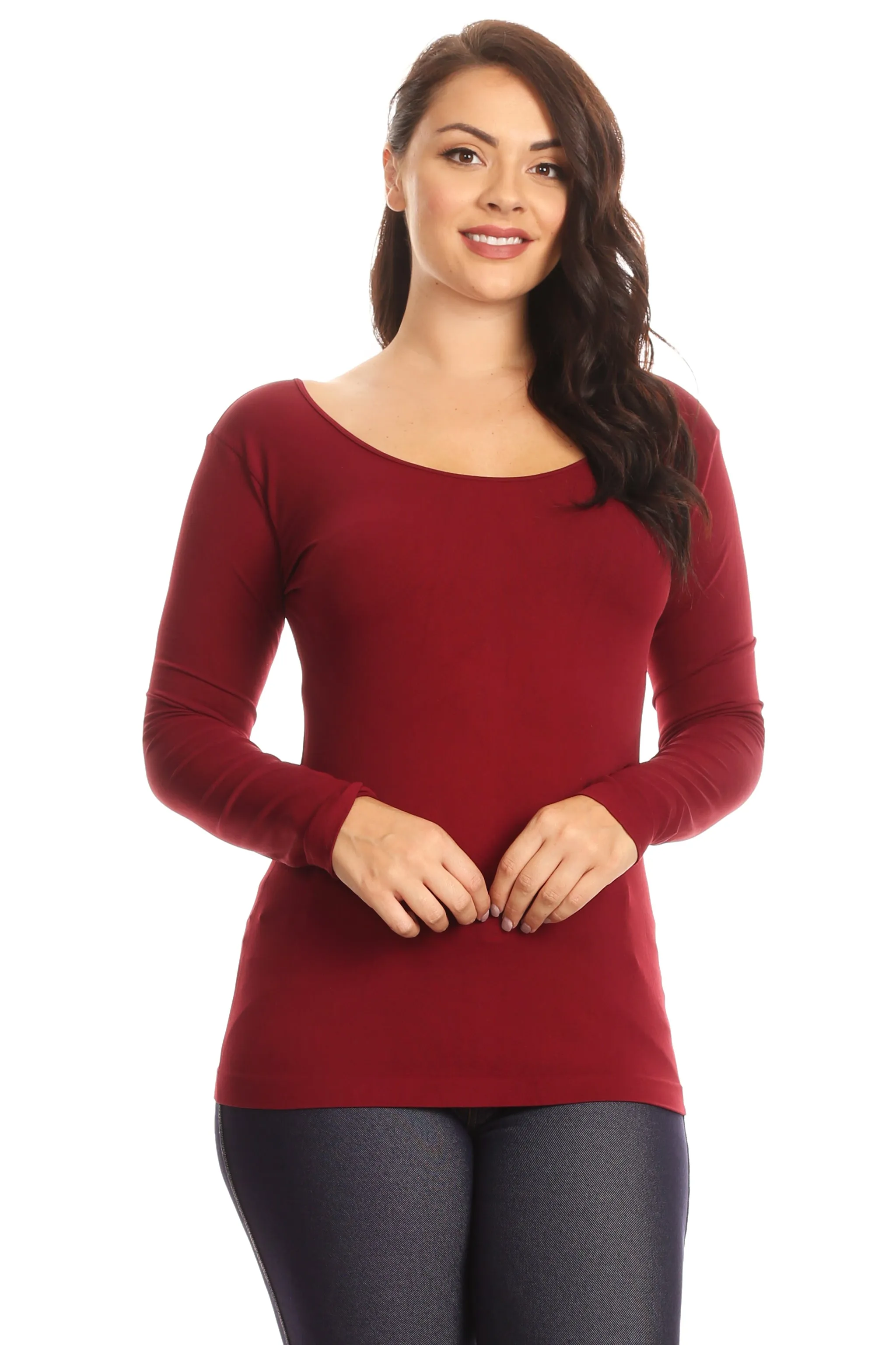 Plus Size Basic Seamless Long Sleeve Top