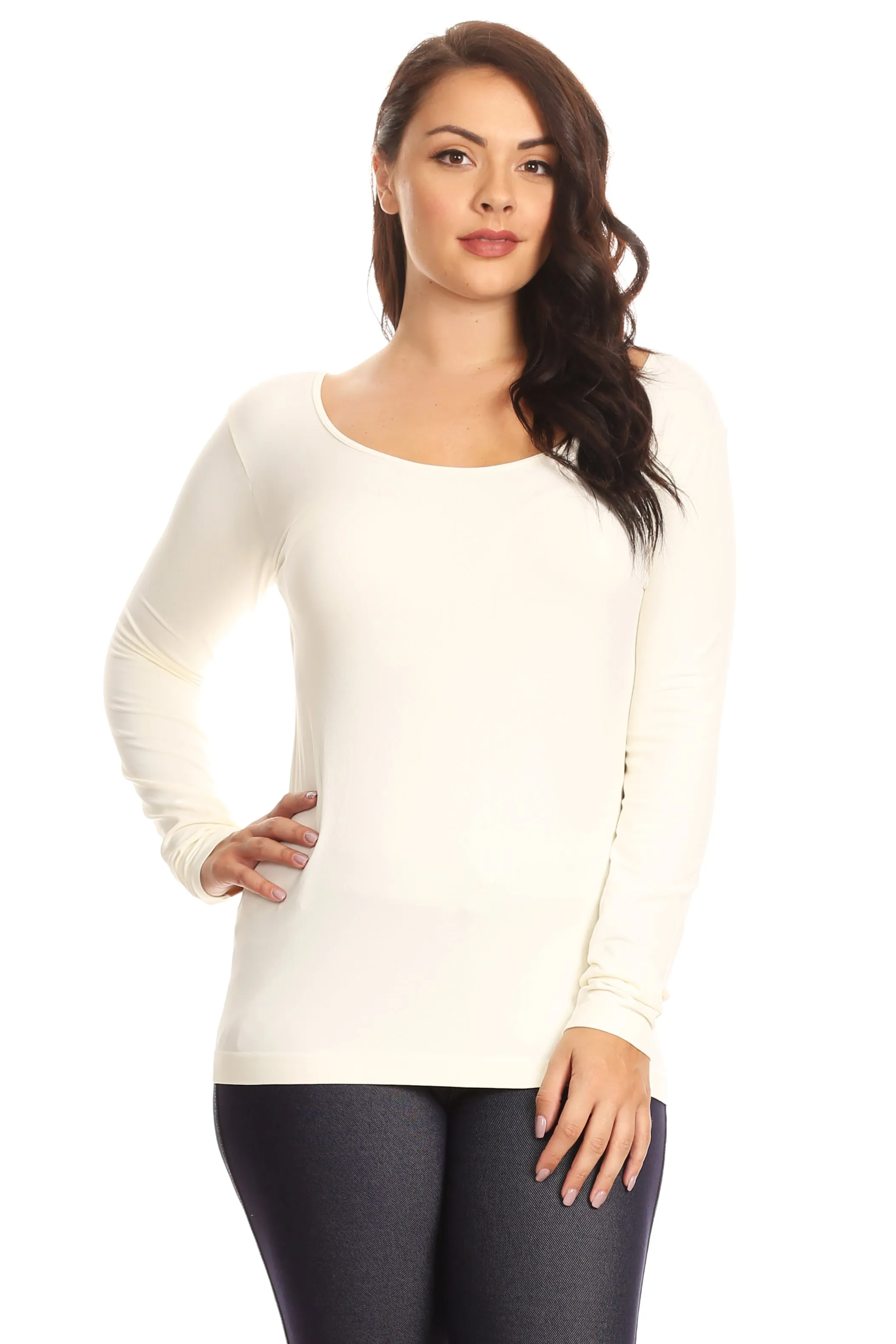 Plus Size Basic Seamless Long Sleeve Top