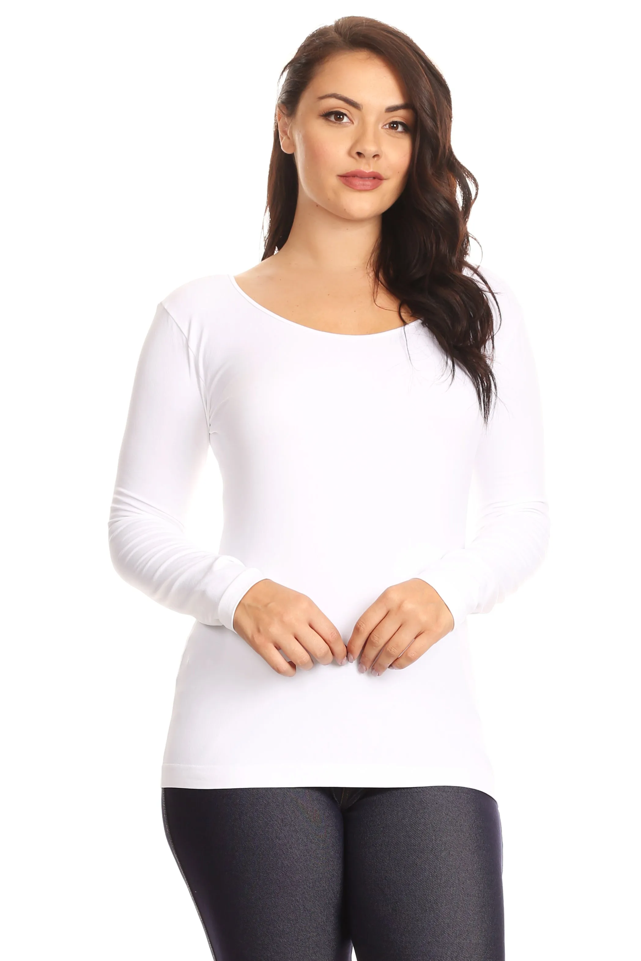 Plus Size Basic Seamless Long Sleeve Top