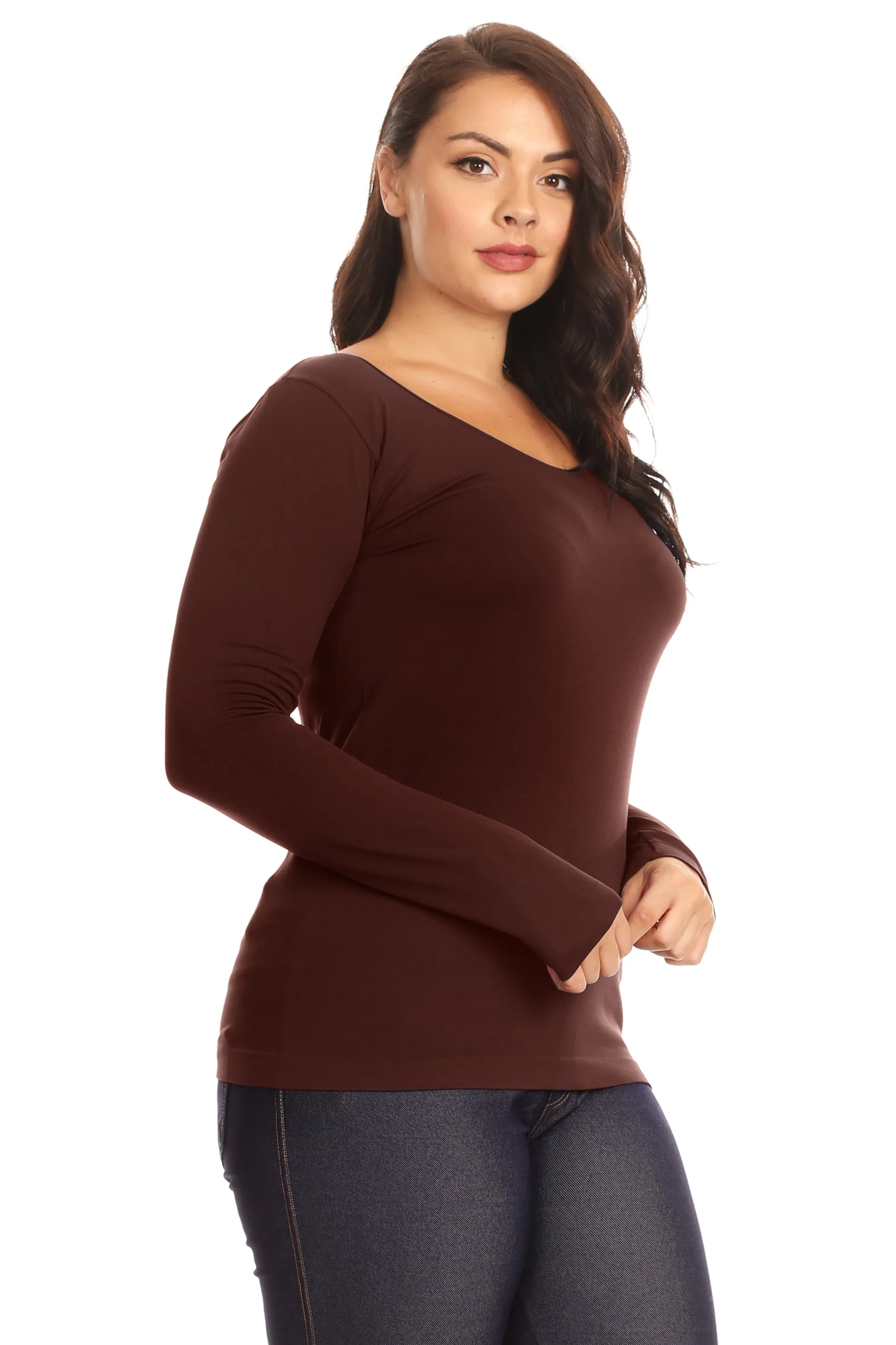 Plus Size Basic Seamless Long Sleeve Top