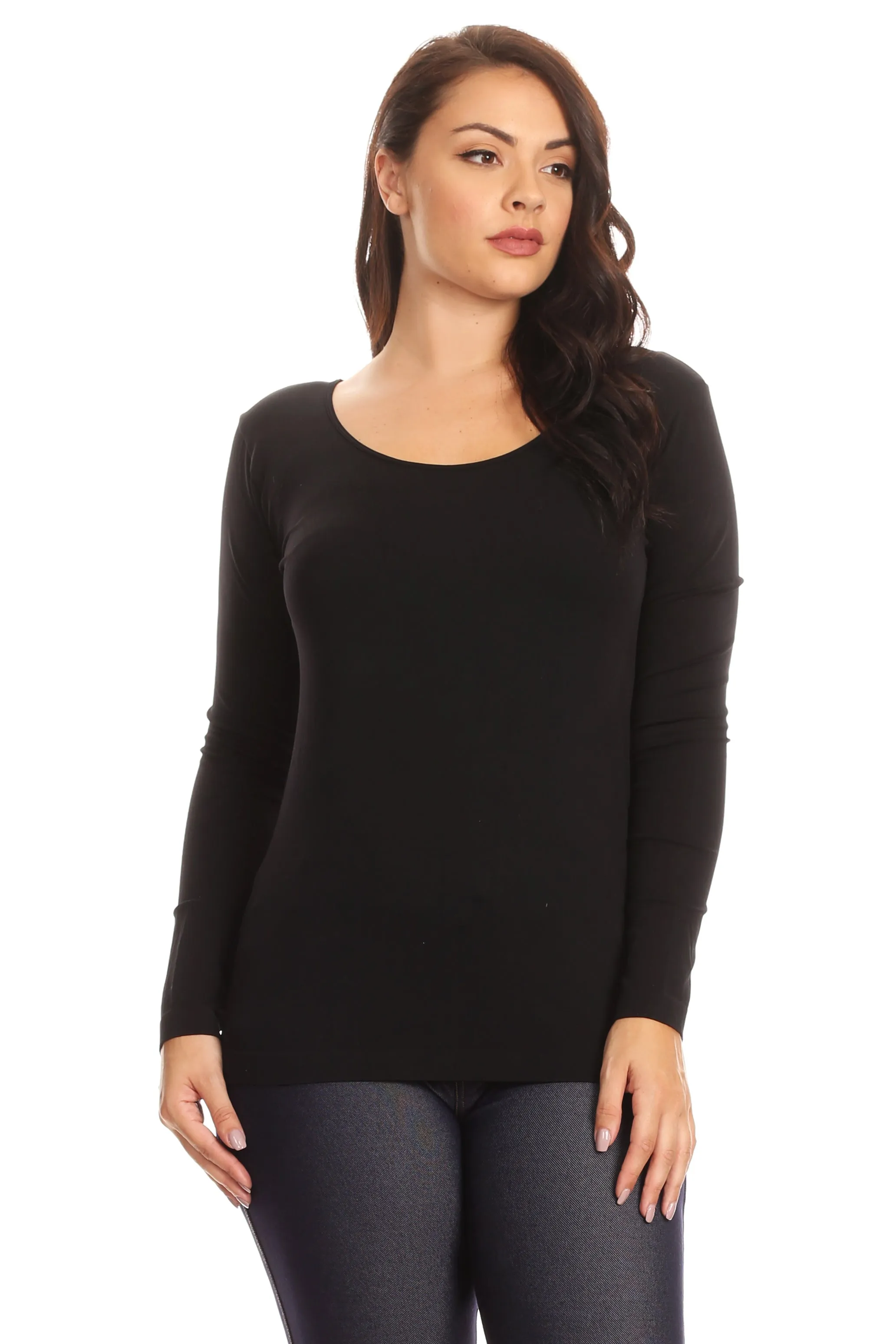 Plus Size Basic Seamless Long Sleeve Top