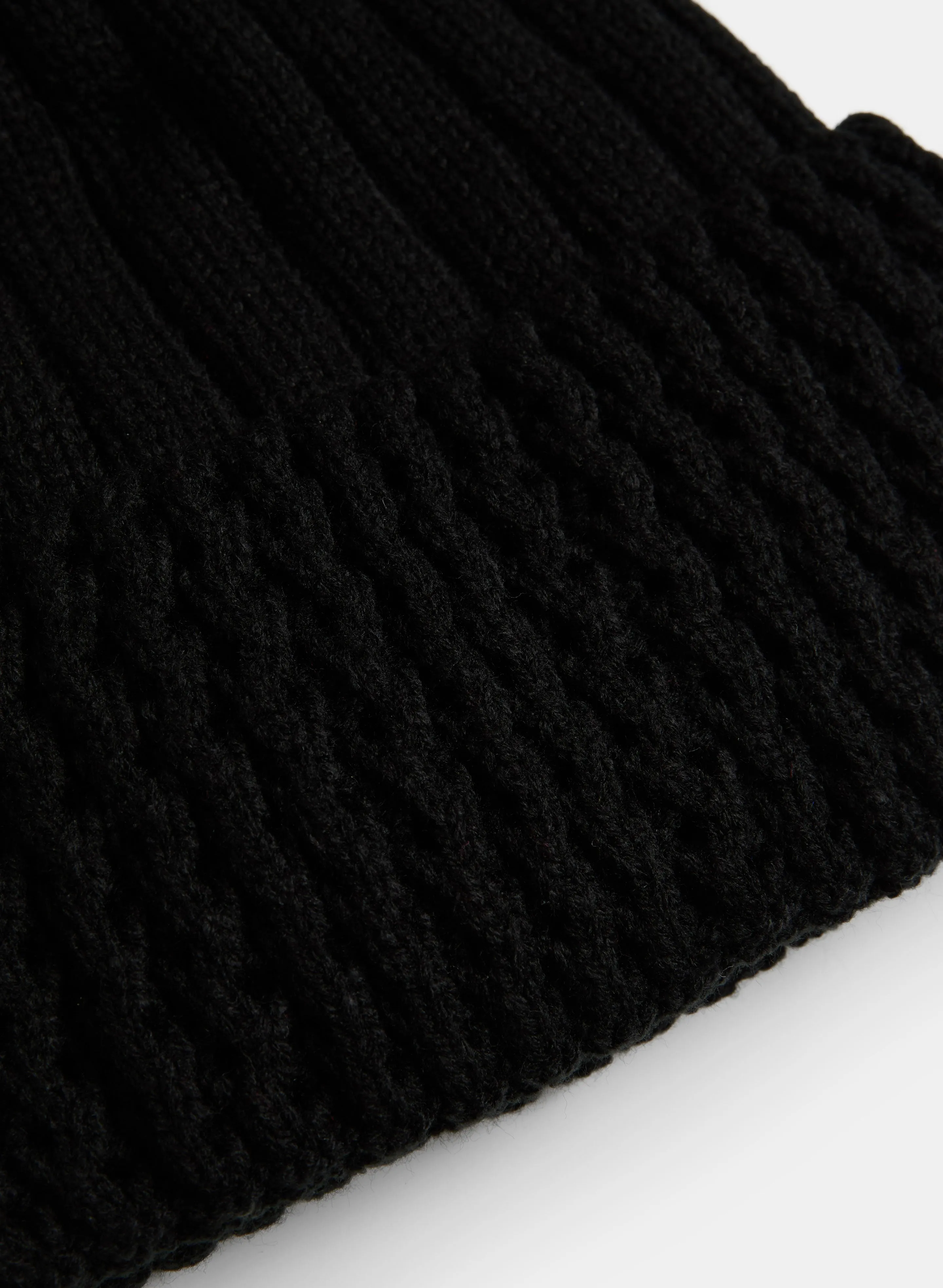 Pompom Ribbed Knit Hat