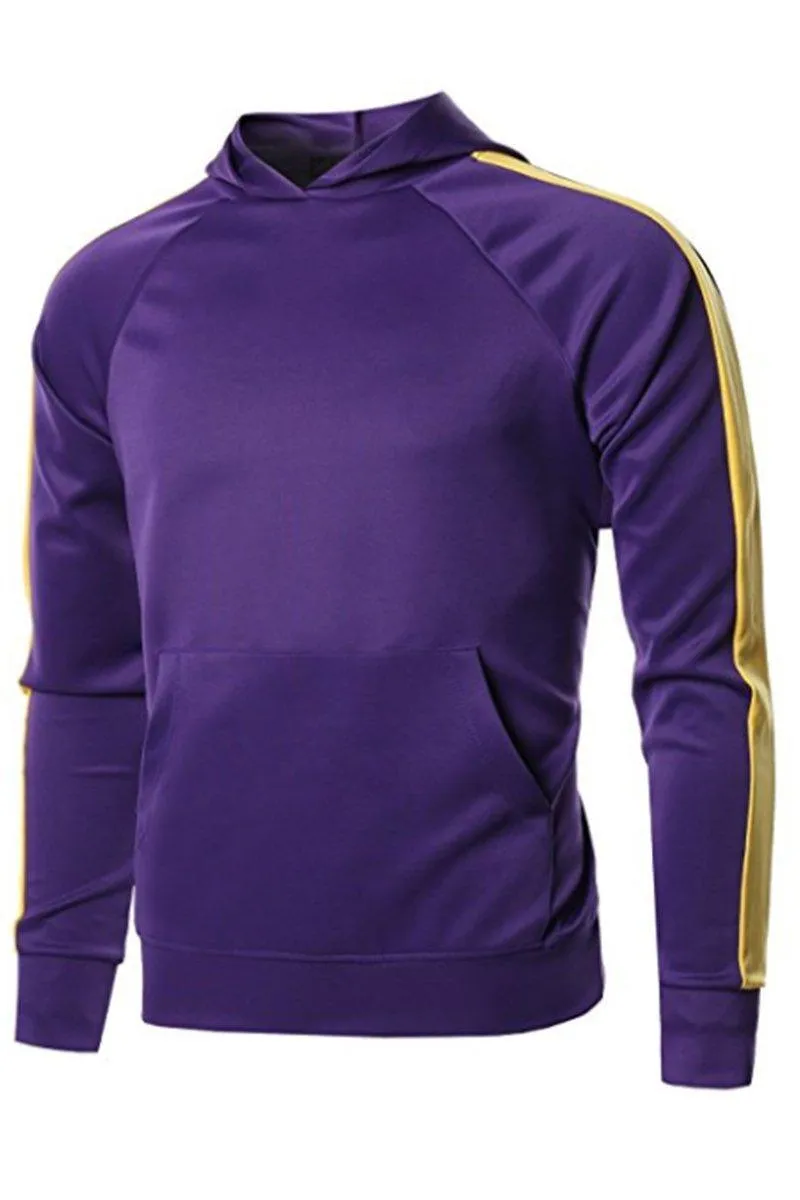 Purple With Yellow Stripe Pullover Hoodie Jacket