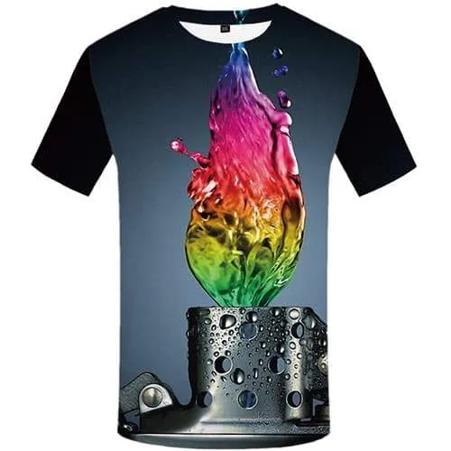 Rainbow T shirts Men Colorful Tshirts Casual Graffiti Tshirts Novelty Abstract Tshirt Printed Gothic Shirt Print Short Sleeve