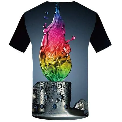 Rainbow T shirts Men Colorful Tshirts Casual Graffiti Tshirts Novelty Abstract Tshirt Printed Gothic Shirt Print Short Sleeve