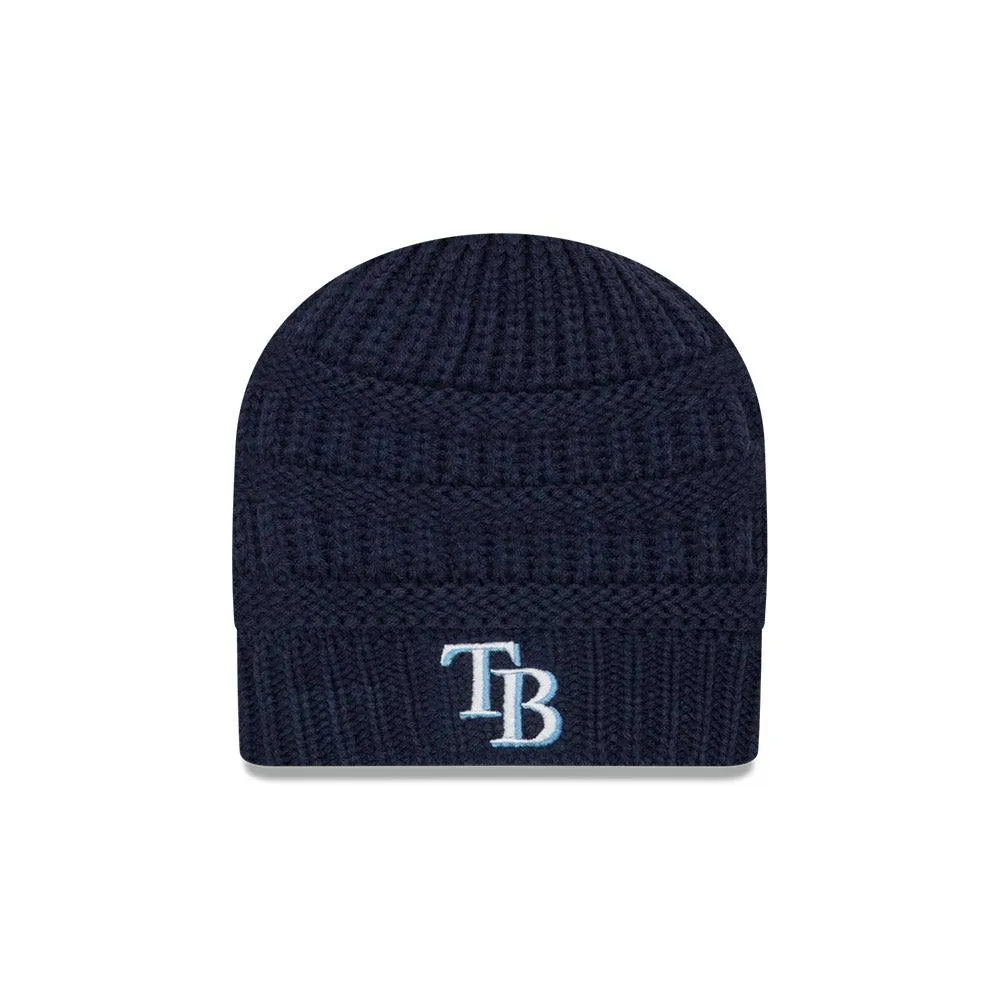 Rays New Era Navy Blue TB Comfy Cheer Knit Hat