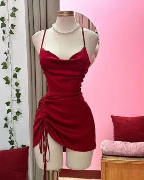 Red Short Prom Dress Sexy Evening Dress   fg7110