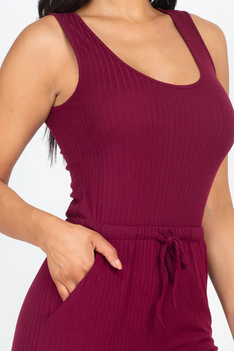 Ribbed Sleeveless Drawstring Jumpsuit (CAPELLA)