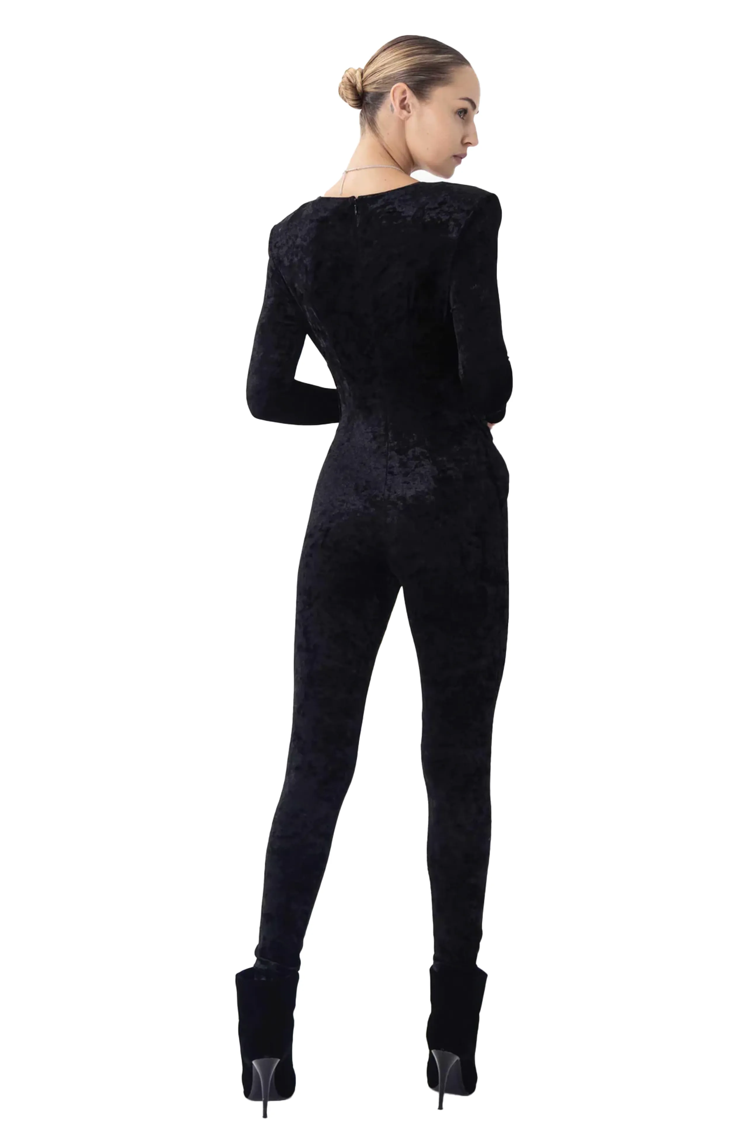 RONNY KOBO RHOADES JUMPSUIT WITH CRYSTAL BROOCH DETAIL