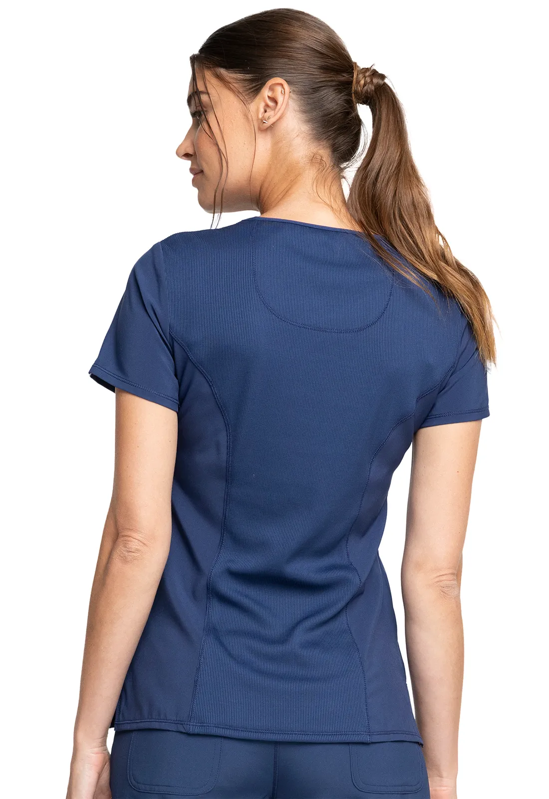 Scrub Top - Cherokee Infinity Women's Mock Wrap Top - Navy, 2625A