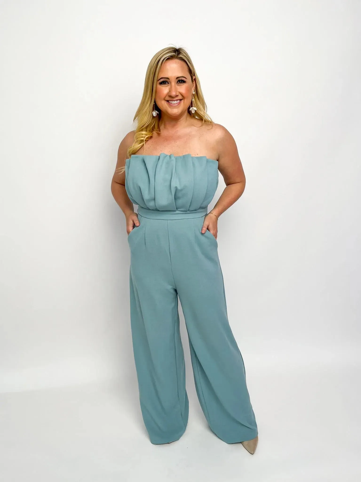 Seafoam Strapless Jumpsuit