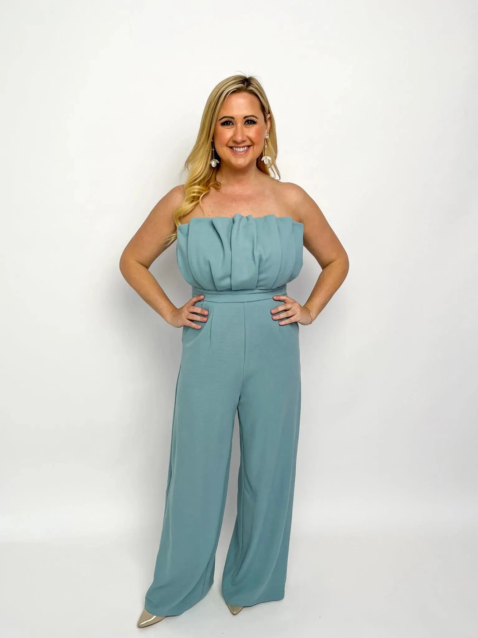 Seafoam Strapless Jumpsuit