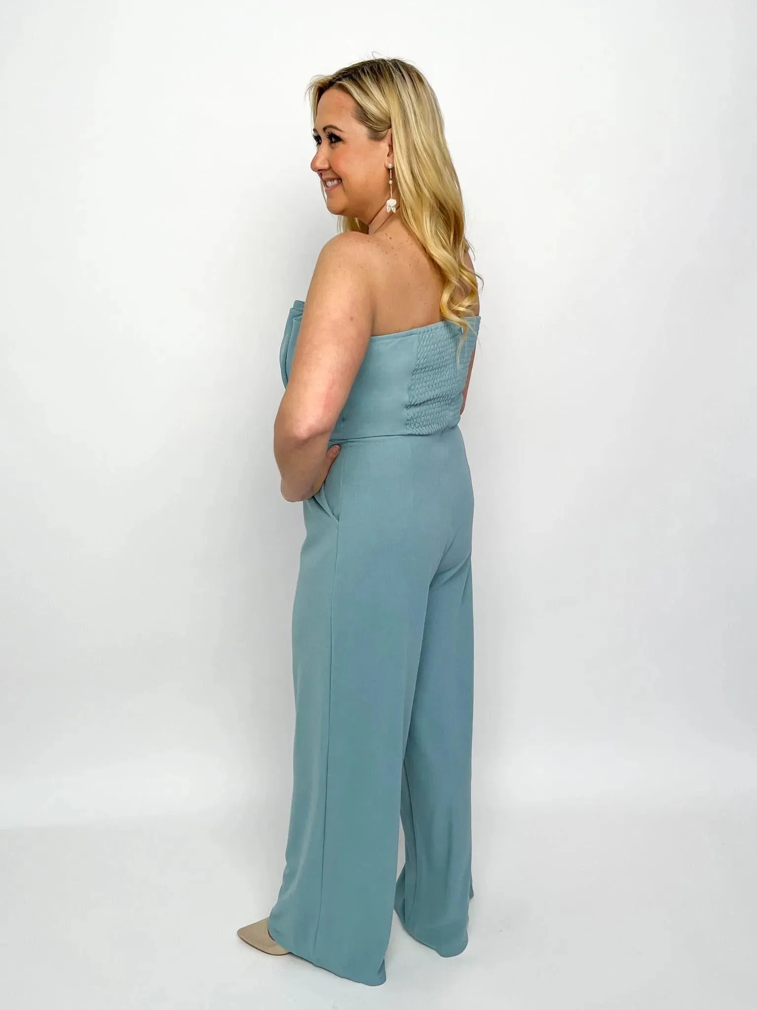 Seafoam Strapless Jumpsuit