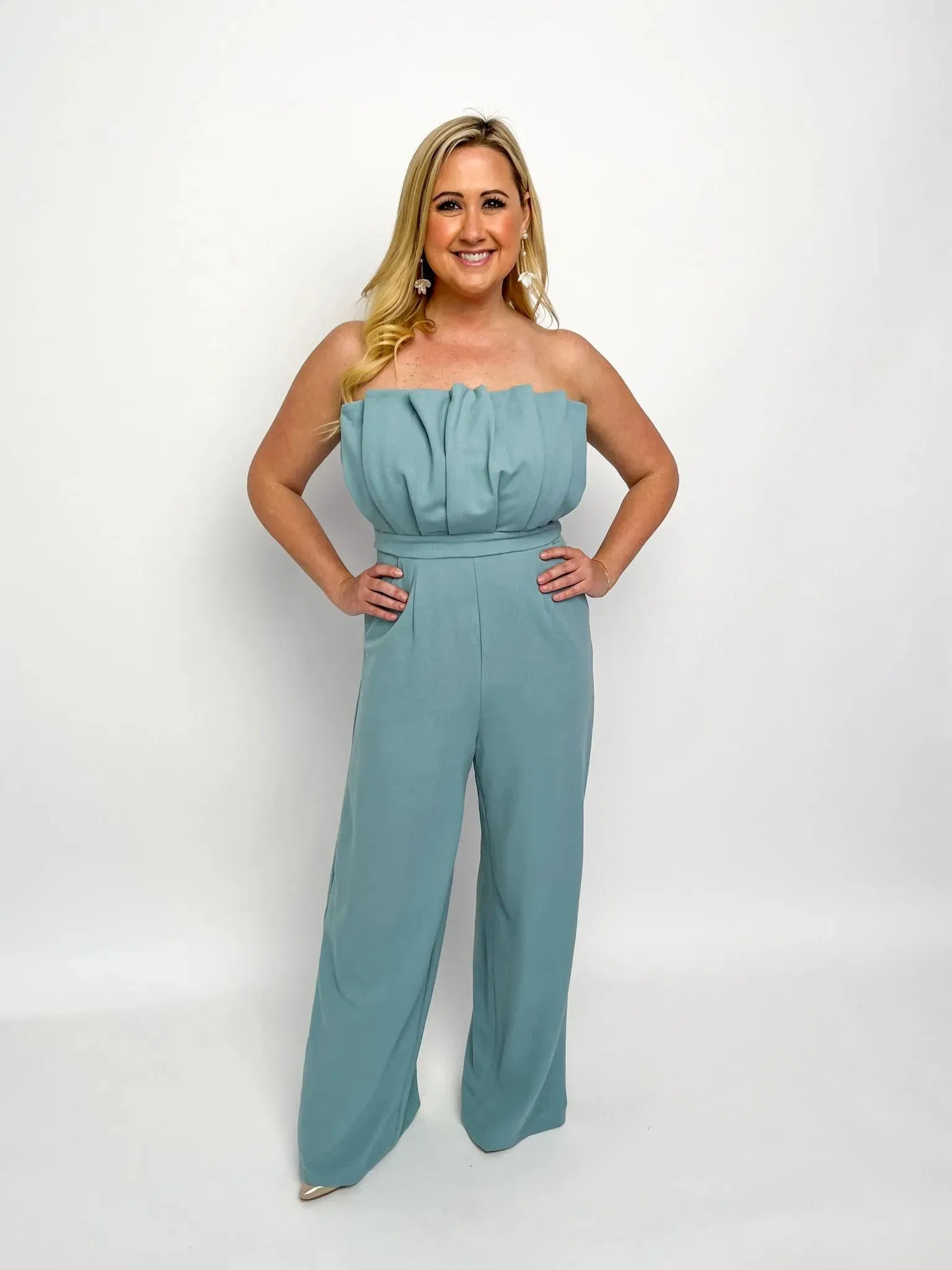 Seafoam Strapless Jumpsuit