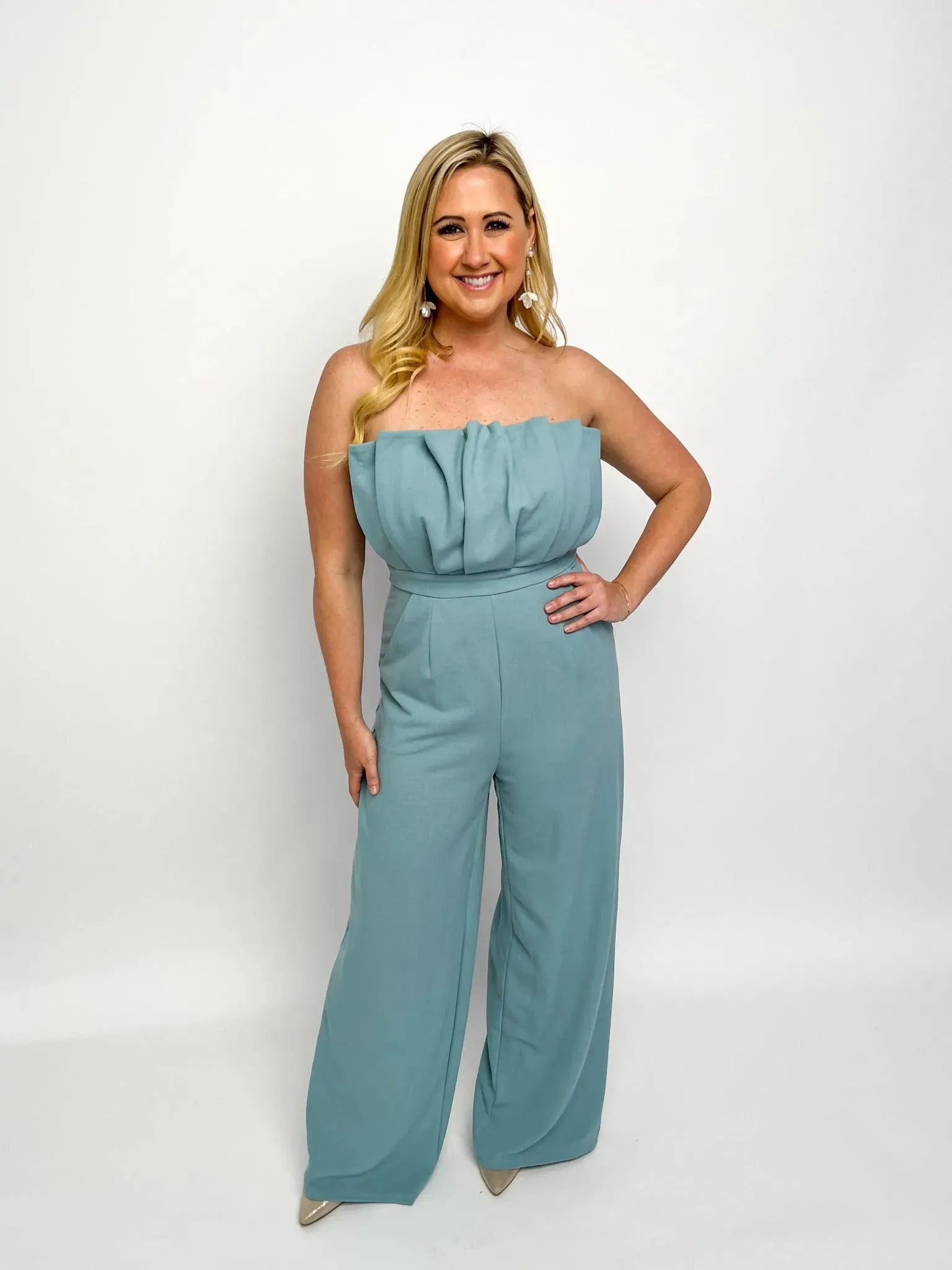 Seafoam Strapless Jumpsuit