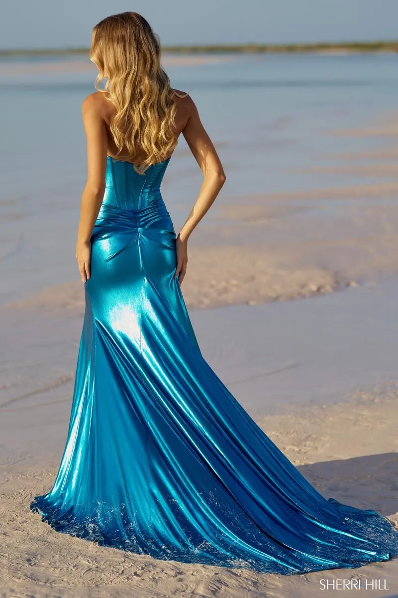 Sherri Hill Strapless Metallic Fitted Prom Dress 56085