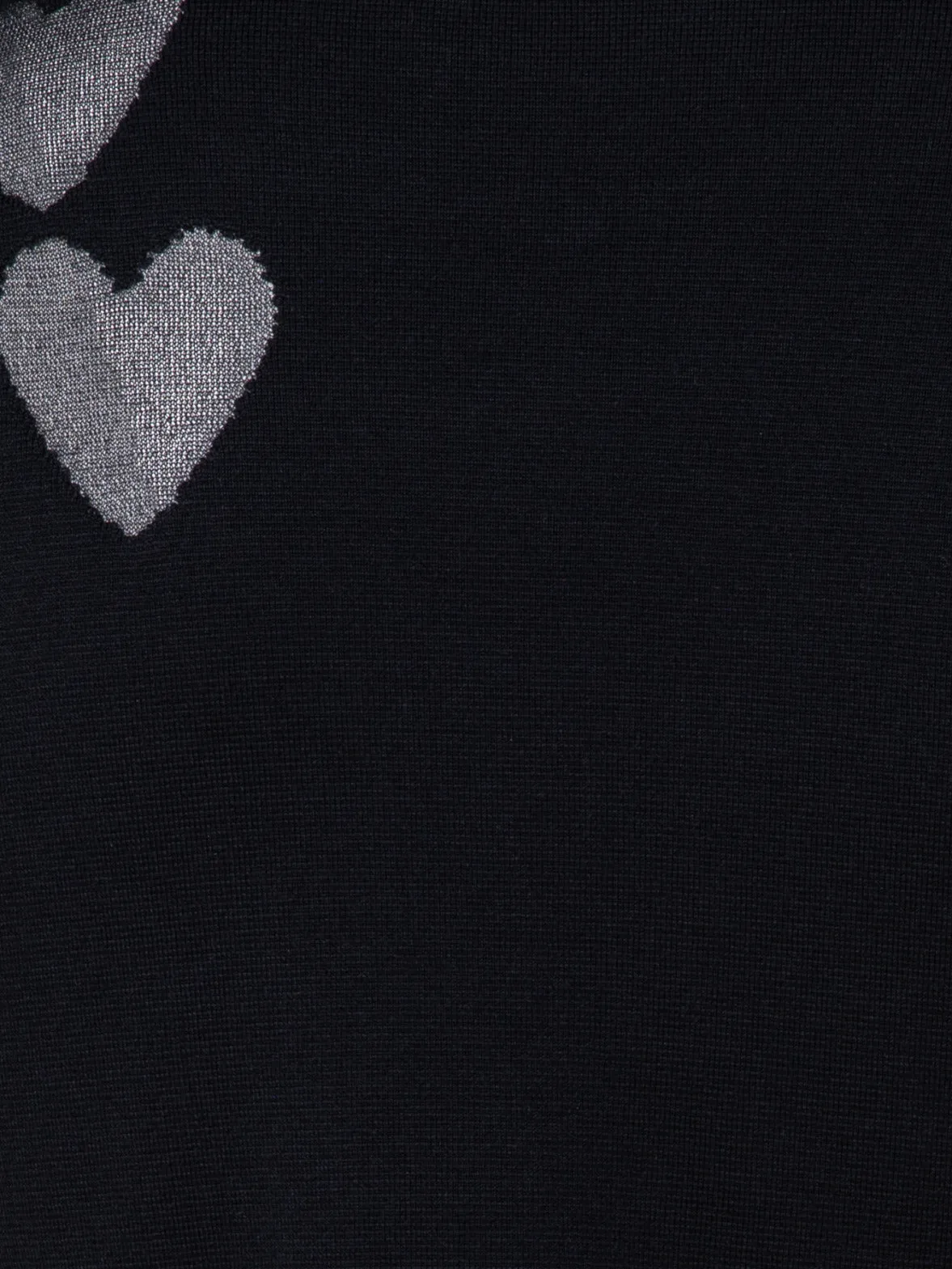 Silk Stretch Knit Pullover with Transparent Hearts Intarsia