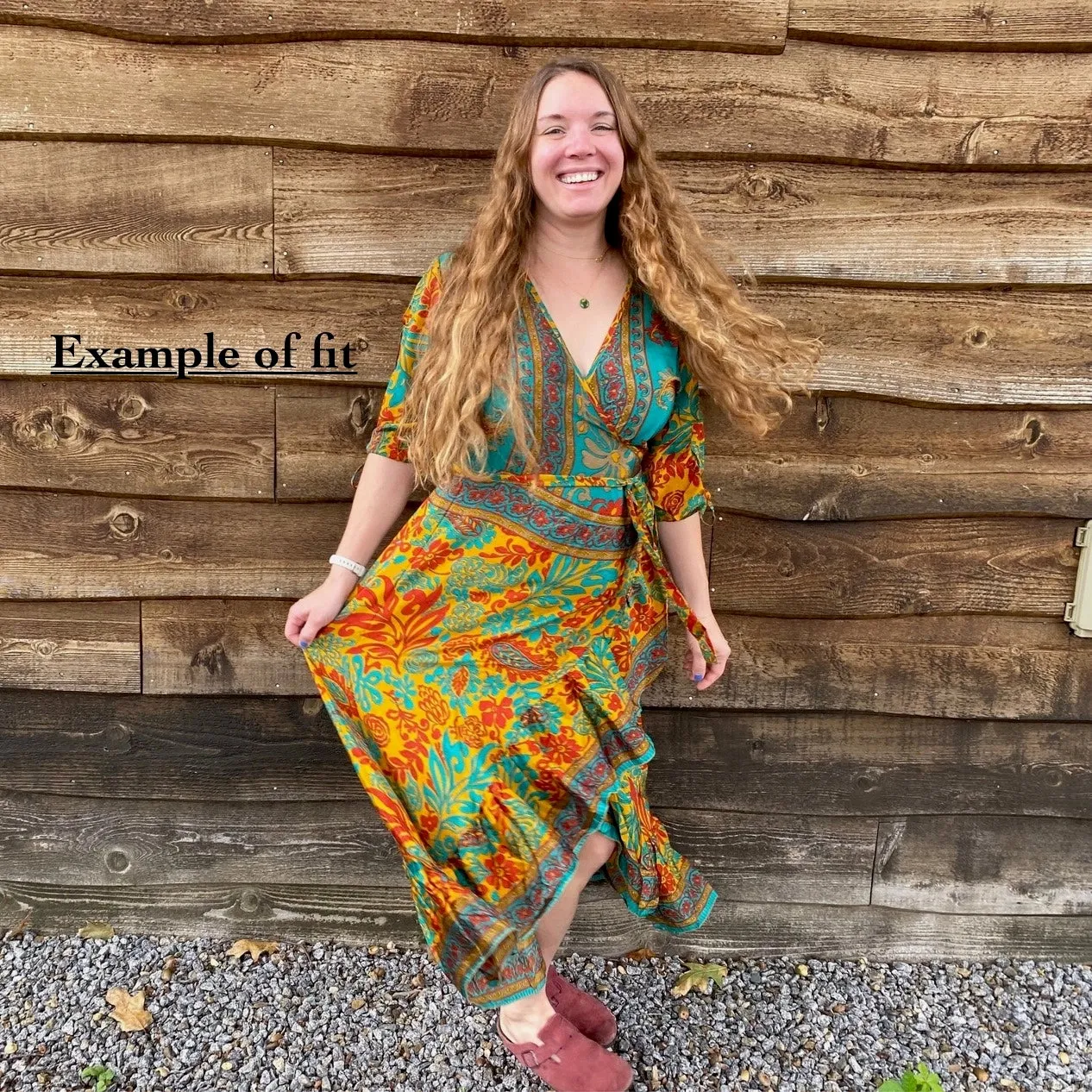 Size 0-4 Upcycled Sari Wrap Dress