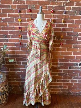 Size 0-4 Upcycled Sari Wrap Dress