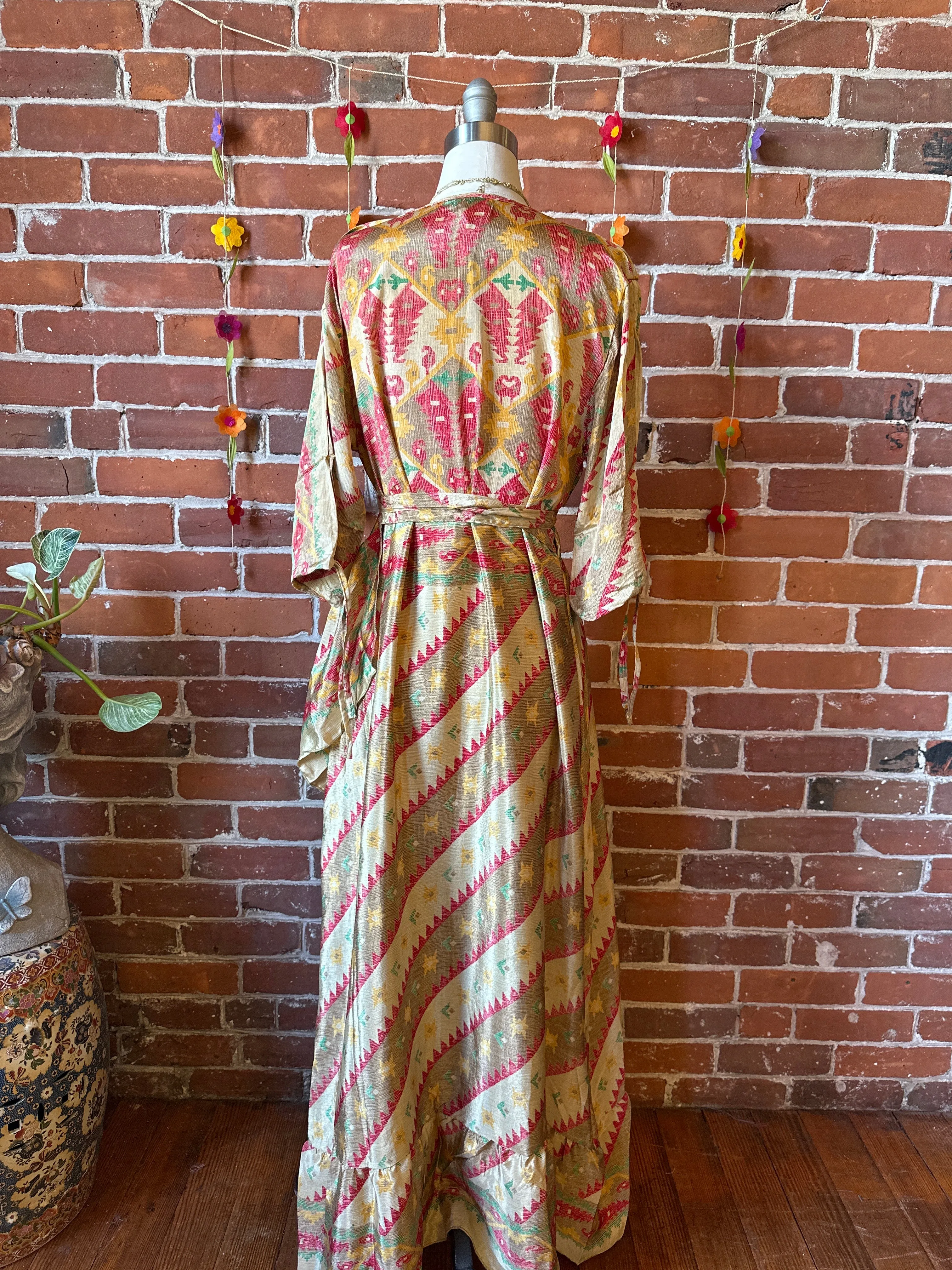 Size 0-4 Upcycled Sari Wrap Dress