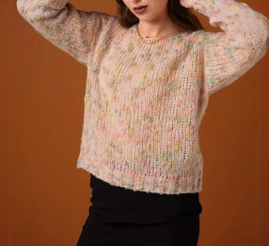 Skovhuus - Soft Dot Wool Acryllic Sweater in Pink Pastel