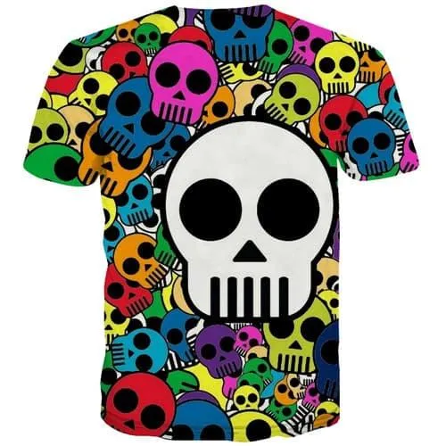 Skull T-shirt Men Colorful Shirt Print Hip Hop T shirts Funny Cosplay T-shirts Graphic Punk Tshirt Printed Short Sleeve Hip hop