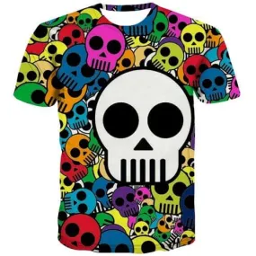 Skull T-shirt Men Colorful Shirt Print Hip Hop T shirts Funny Cosplay T-shirts Graphic Punk Tshirt Printed Short Sleeve Hip hop