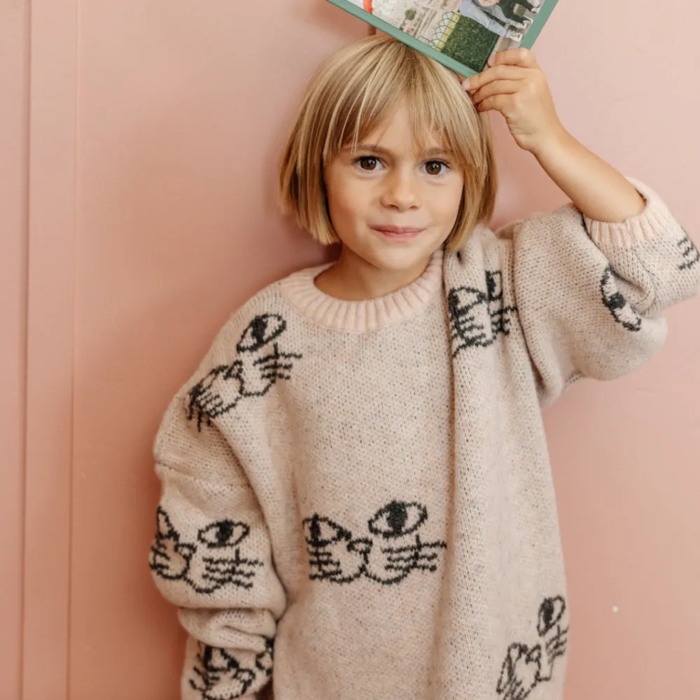 Smiling Cat All Over Jacquard Jumper