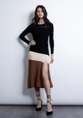 Sorrell Knit Combo Midi Dress Black - Karina Grimaldi