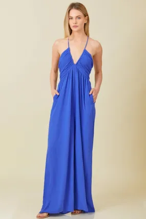 Strap Crossed Back Jumpsuit Blue