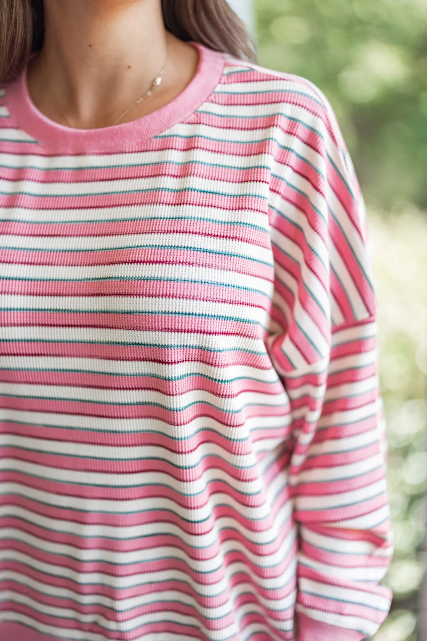 Striped Necessity Pink Multicolor Top