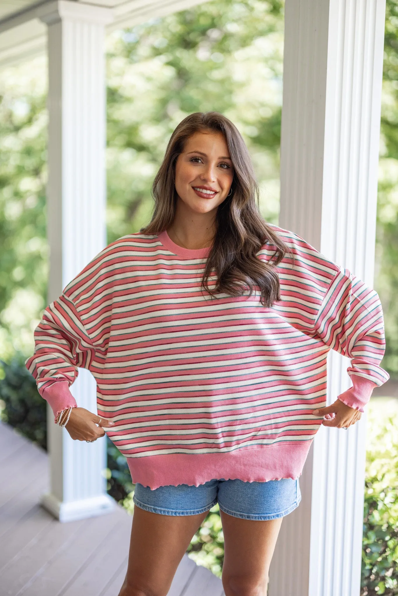 Striped Necessity Pink Multicolor Top