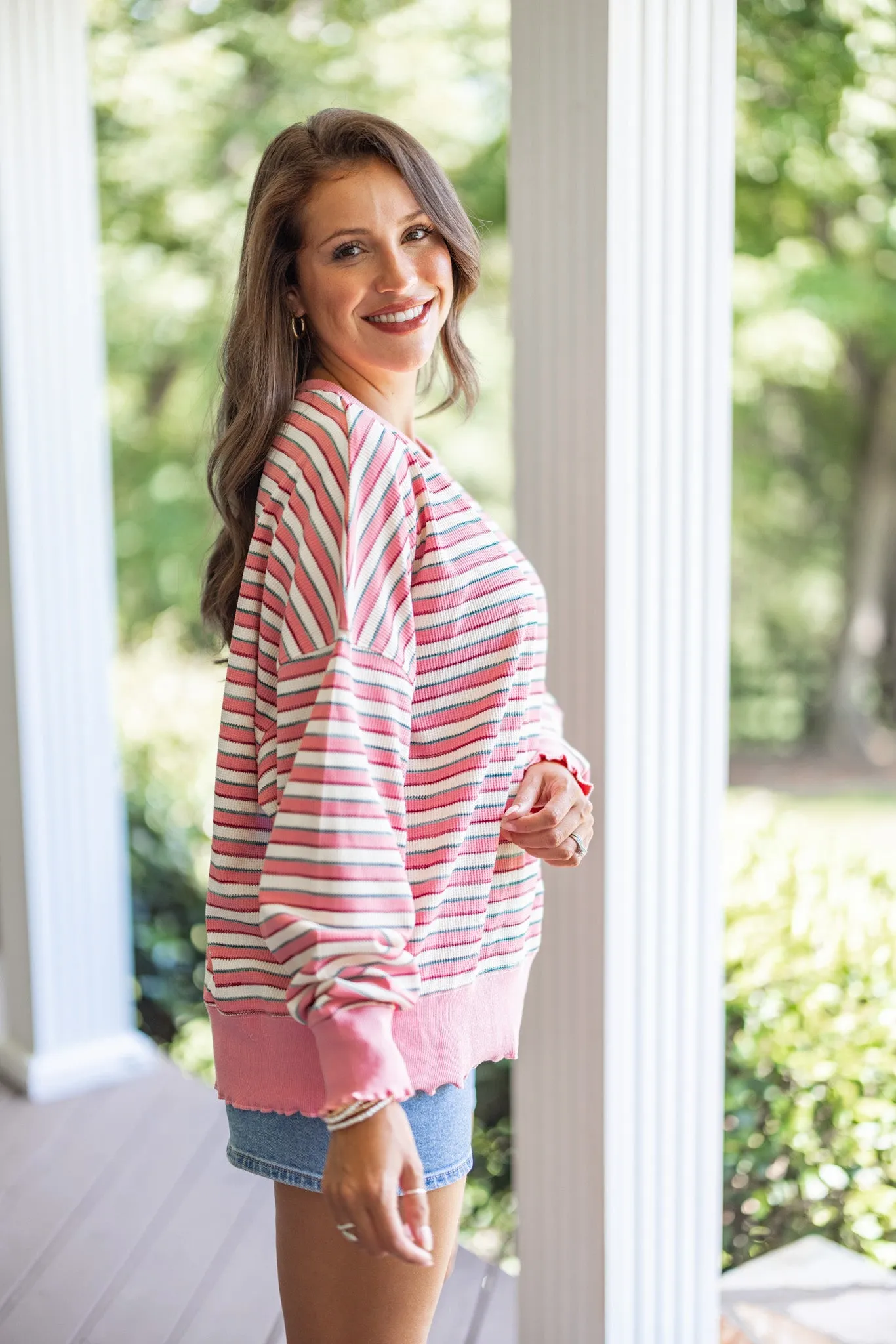 Striped Necessity Pink Multicolor Top