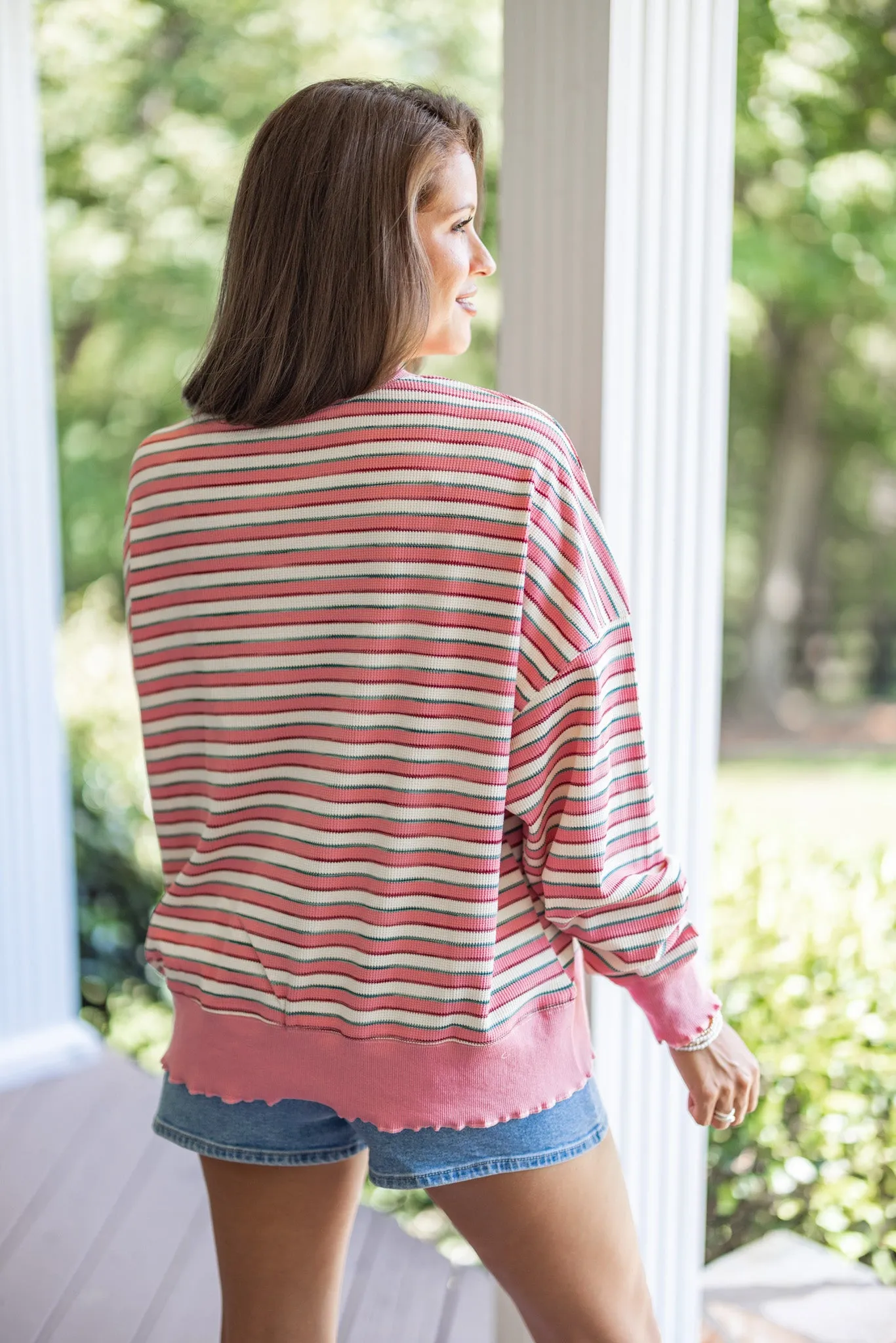 Striped Necessity Pink Multicolor Top