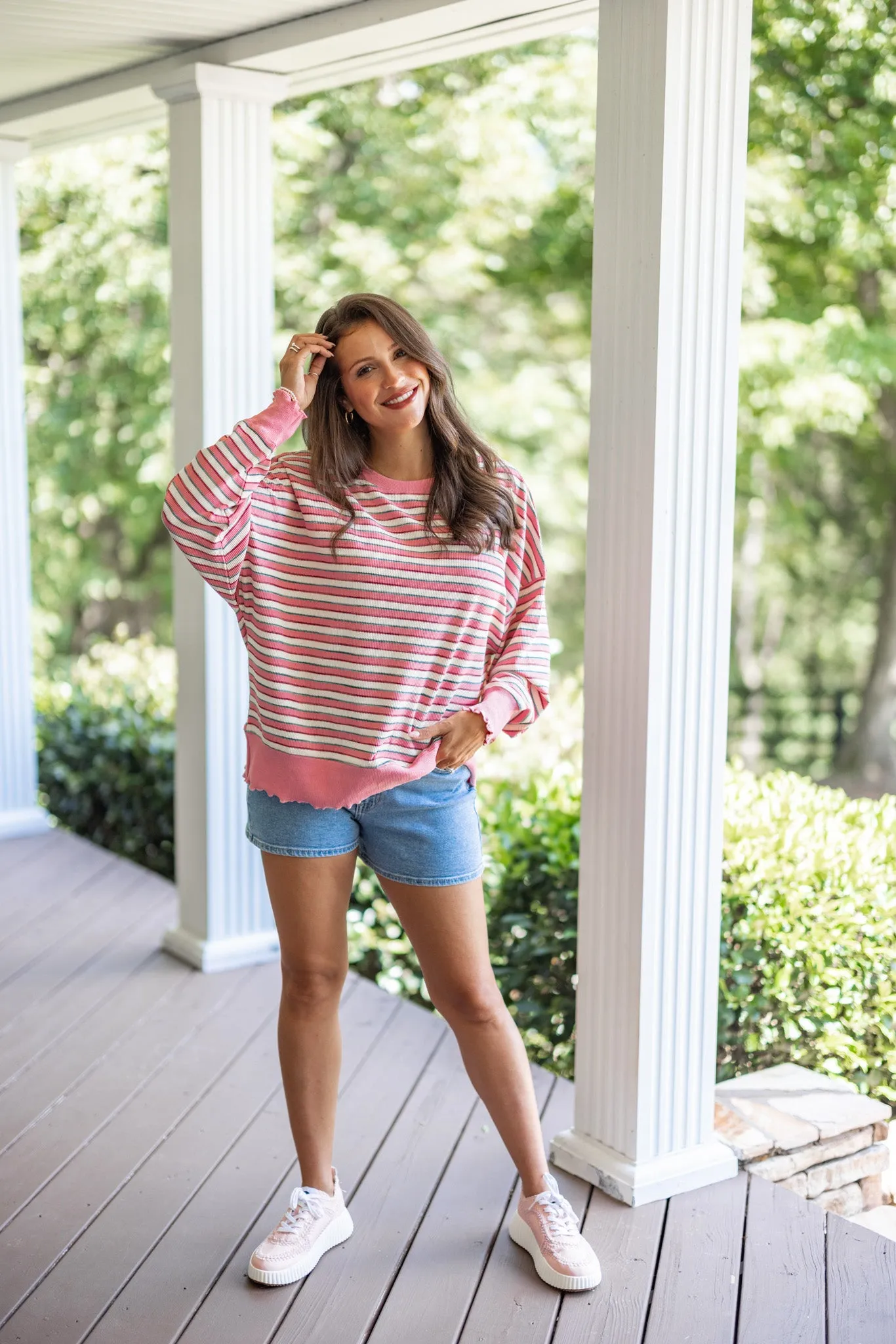 Striped Necessity Pink Multicolor Top