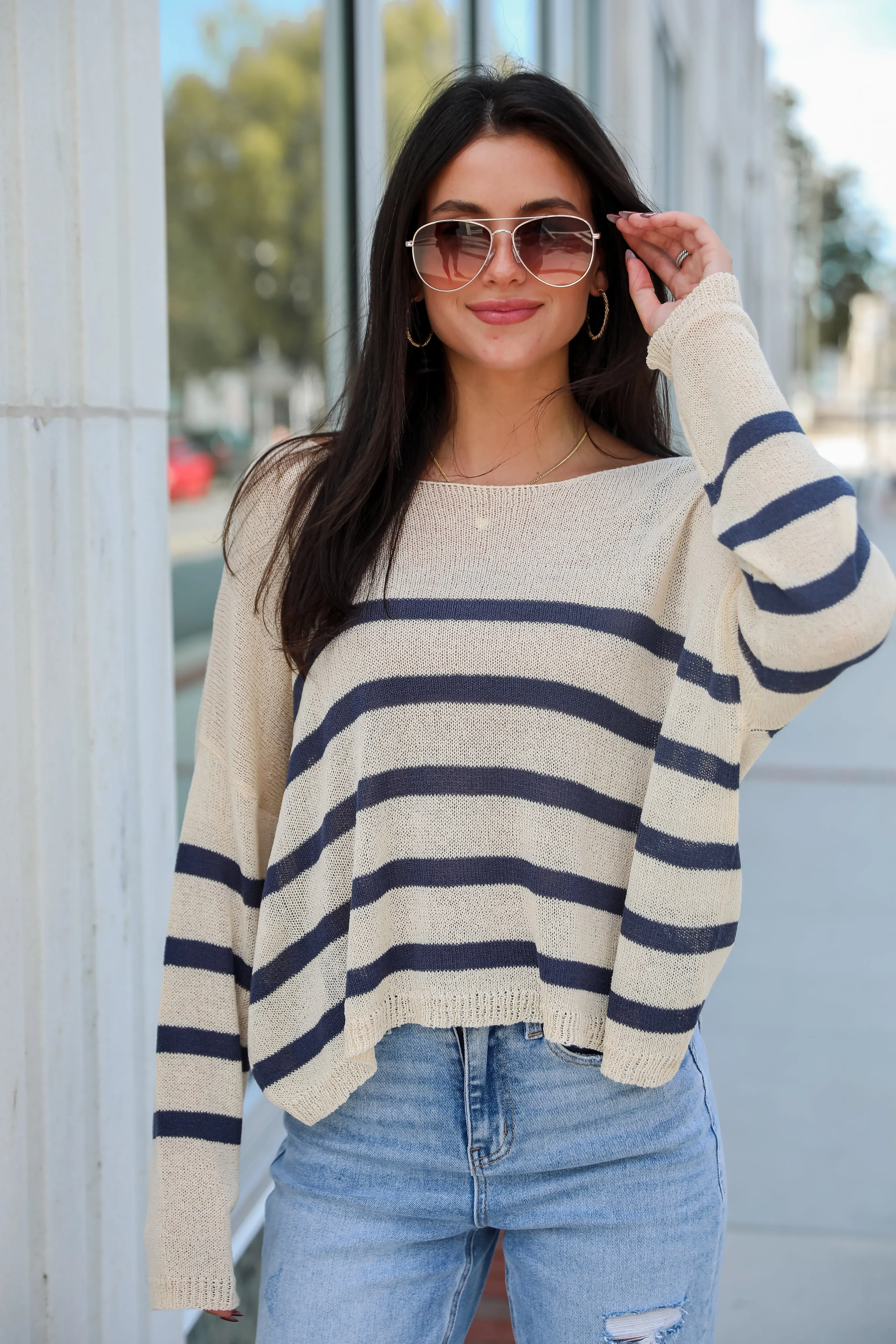 Stylish Promise Striped Lightweight Knit Sweater